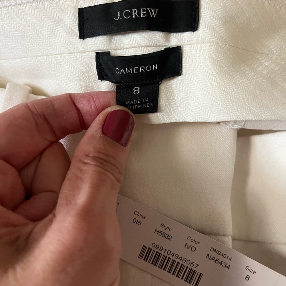 J.Crew Cameron Ivory Trousers